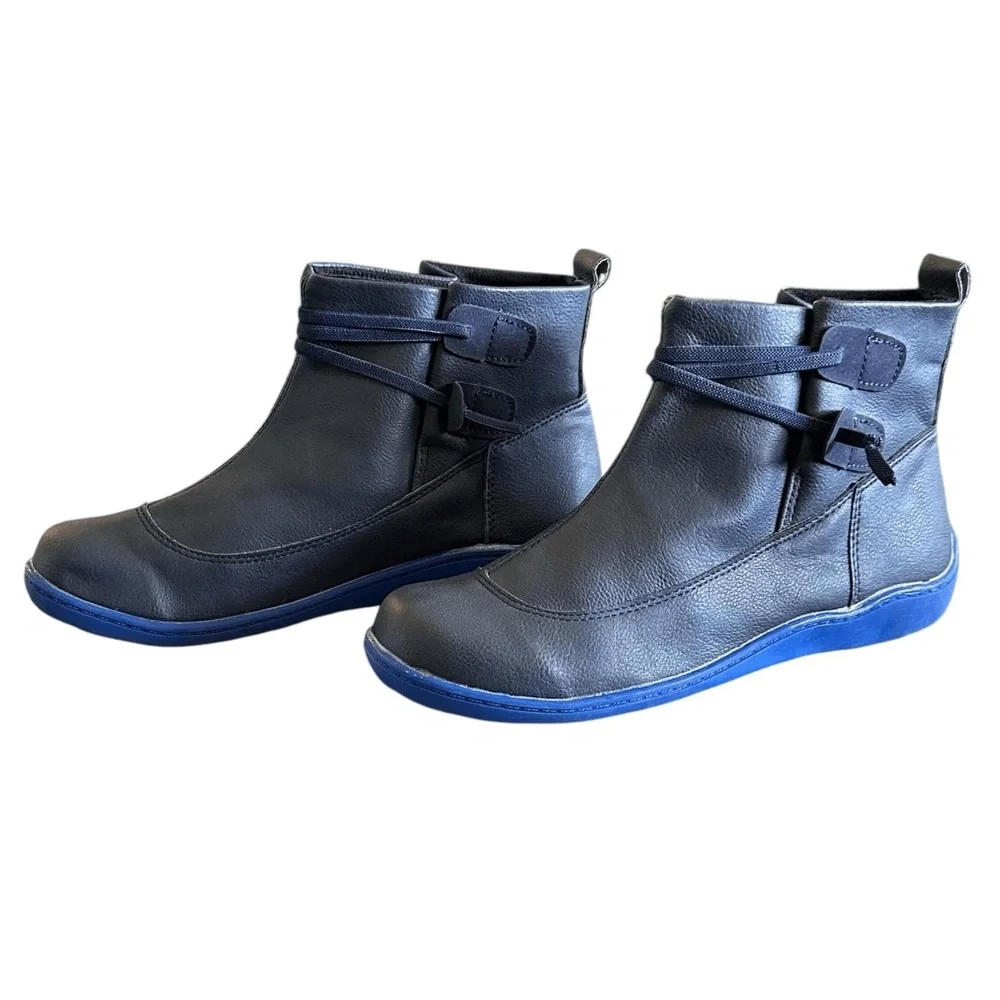 Verugu Women Dark Grey Western Cowboy‎ Low Heel Bootie Ankle Boots Rustic Chic